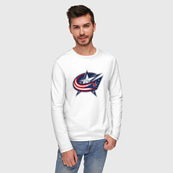 Лонгслив хлопковый мужской Columbus blue jackets - hockey team - emblem, цвет: белый — фото 2
