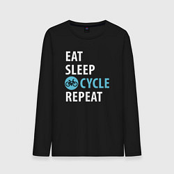 Лонгслив хлопковый мужской Еда сон велик, цвет: черный