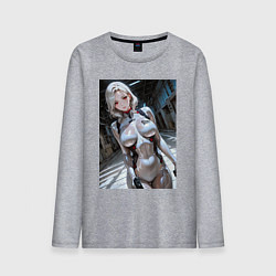 Лонгслив хлопковый мужской Девушка-наемница, цвет: меланж