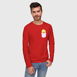 Лонгслив хлопковый мужской BbokAri in pocket, цвет: красный — фото 2