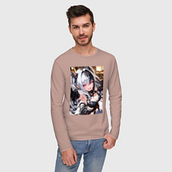 Лонгслив хлопковый мужской Jetavie Punishing Gray Raven, цвет: пыльно-розовый — фото 2