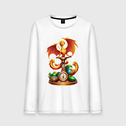 Лонгслив хлопковый мужской Весы в тени дракона, цвет: белый