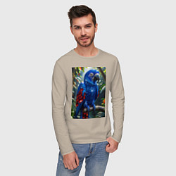 Лонгслив хлопковый мужской Попугай из драгоценных камней, цвет: миндальный — фото 2