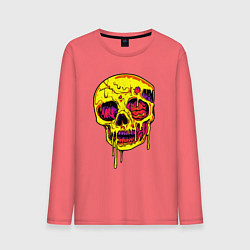 Лонгслив хлопковый мужской Желтый растекшийся череп, цвет: коралловый