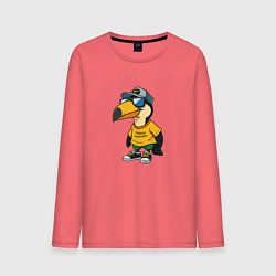 Лонгслив хлопковый мужской Тукан в кроссовках, цвет: коралловый