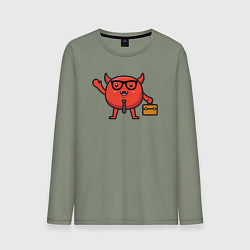 Лонгслив хлопковый мужской Офисный дьяволёнок, цвет: авокадо