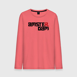 Лонгслив хлопковый мужской Amsterdam city, цвет: коралловый