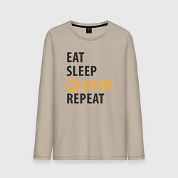Лонгслив хлопковый мужской Есть спать ехать, цвет: миндальный