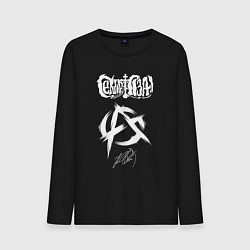Лонгслив хлопковый мужской Сектор газа белый лого анархия, цвет: черный