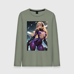 Мужской лонгслив Девушка с оружием в киберпанк стиле