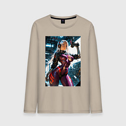 Мужской лонгслив Девушка с оружием в киберпанк стиле