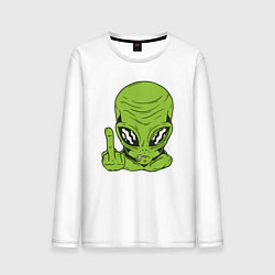 Лонгслив хлопковый мужской Привет от пришельца, цвет: белый
