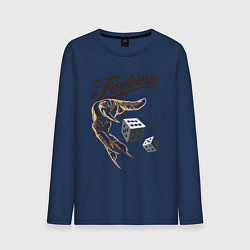 Лонгслив хлопковый мужской Рука с когтями и игральные кости, цвет: тёмно-синий