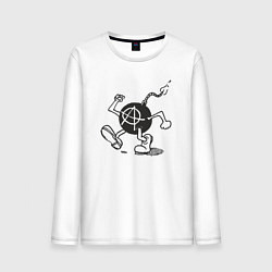 Лонгслив хлопковый мужской Bomb anarchy, цвет: белый