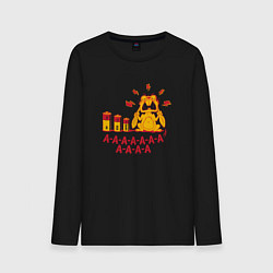 Лонгслив хлопковый мужской А-а-а заяц и батарейки мем, цвет: черный