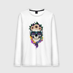 Мужской лонгслив The skull in flowers