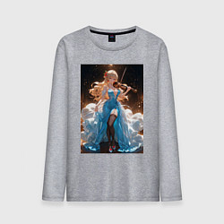 Мужской лонгслив Девушка в вечернем платье играет на скрипке