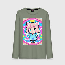 Мужской лонгслив Милая кошка в сарафане