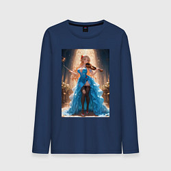 Мужской лонгслив Девушка в вечернем платье играет на скрипке