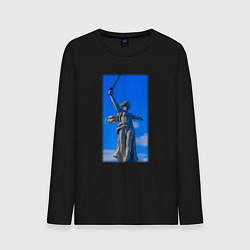 Лонгслив хлопковый мужской Родина мать статуя, цвет: черный