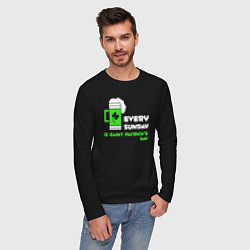 Лонгслив хлопковый мужской Каждое воскресенье - день святого Патрика, цвет: черный — фото 2