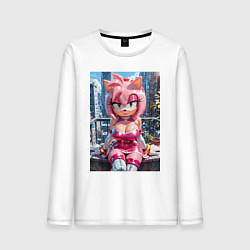Лонгслив хлопковый мужской Эми Роуз из Somic строит глазки, цвет: белый