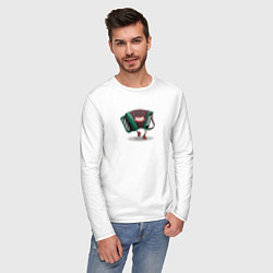 Лонгслив хлопковый мужской Мем баян, цвет: белый — фото 2