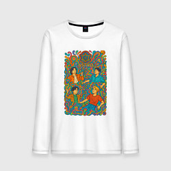 Лонгслив хлопковый мужской Astro психоделика, цвет: белый