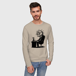 Лонгслив хлопковый мужской Офисный планктон как есть, цвет: миндальный — фото 2