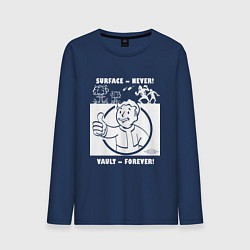 Лонгслив хлопковый мужской Поверхность никогда - убежище навсегда, цвет: тёмно-синий