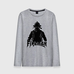 Лонгслив хлопковый мужской Аниме пожарный, цвет: меланж