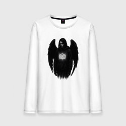 Лонгслив хлопковый мужской Bones с черными крыльями, цвет: белый
