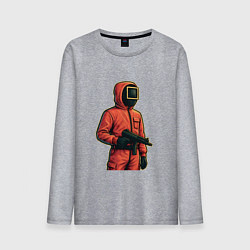 Мужской лонгслив Игра в кальмара - страж с пулеметом