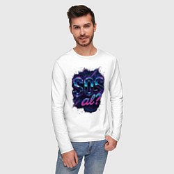 Лонгслив хлопковый мужской SOS meme, цвет: белый — фото 2