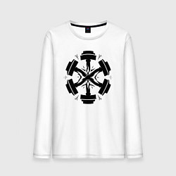 Лонгслив хлопковый мужской Перекрестие гантель, цвет: белый