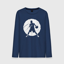 Лонгслив хлопковый мужской Стритболист в круге, цвет: тёмно-синий