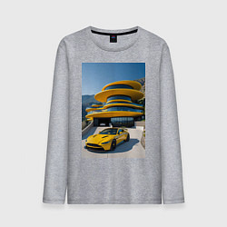 Мужской лонгслив Желтый суперкар у дома