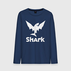 Лонгслив хлопковый мужской Лого летающая акула, цвет: тёмно-синий