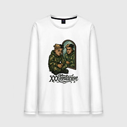 Лонгслив хлопковый мужской XXXTentacion сидит у зеркала, цвет: белый