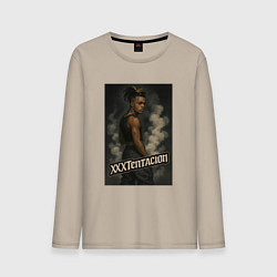 Лонгслив хлопковый мужской XXXTentacion и облака дыма, цвет: миндальный
