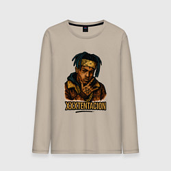 Лонгслив хлопковый мужской XXXTentacion мультяшный стиль, цвет: миндальный