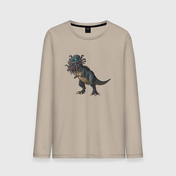 Лонгслив хлопковый мужской Динозавр с щупальцами, цвет: миндальный