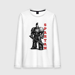 Лонгслив хлопковый мужской Спартанец комический десантник, цвет: белый