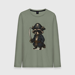 Лонгслив хлопковый мужской Енот пират, цвет: авокадо