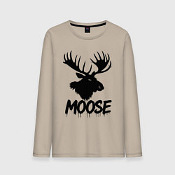 Мужской лонгслив Черный лось с рогами