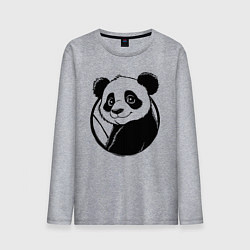 Лонгслив хлопковый мужской Панда в круге, цвет: меланж