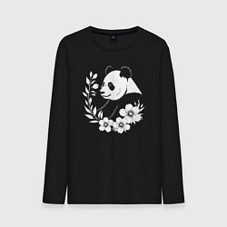Мужской лонгслив Панда среди цветов