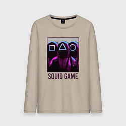 Лонгслив хлопковый мужской Squid game shadows, цвет: миндальный