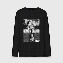 Лонгслив хлопковый мужской Клинок рассекающий демонов - Танджиро, цвет: черный