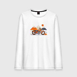 Мужской лонгслив Оранжевый мотоцикл на белом